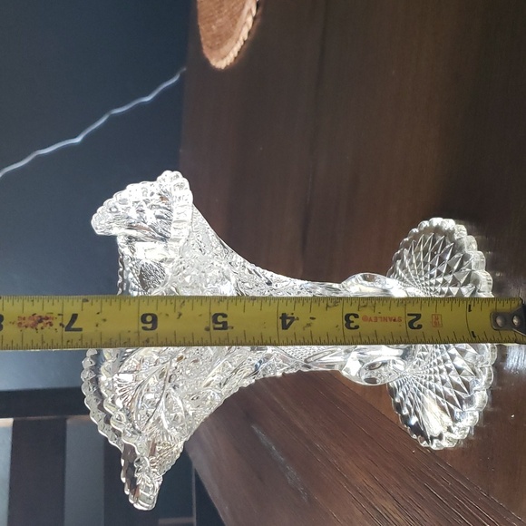 Vintage Antique Clear Glass Ruffled Sawtooth Paddle Wheel Pattern Vase 6.5" - Picture 4 of 16